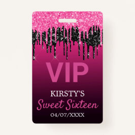 Sweet sixteenドリップグリッター誕生日パーティー バッジ