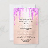 Sweet sixteenドレスグリッタードリップピンクドリップパウダー 招待状 (正面)