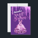 Sweet sixteenドレスグリッタードリップピンクドリップパープル 招待状<br><div class="desc">ロレンスK高級エレガントベビーシャワーイベント</div>