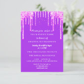 Sweet sixteenドレスグリッタードリップピンクドリップパープル 招待状 (スタンド正面)