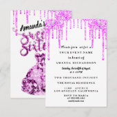 Sweet sixteenドレスグリッタードリップピンクドリップベリー 招待状 (正面/裏面)