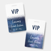 Sweet sixteenネイビーブルーホワイトVIPバッジ バッジ (Front & Back)