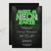 Sweet sixteenネオンパーティー 招待状 (正面/裏面)