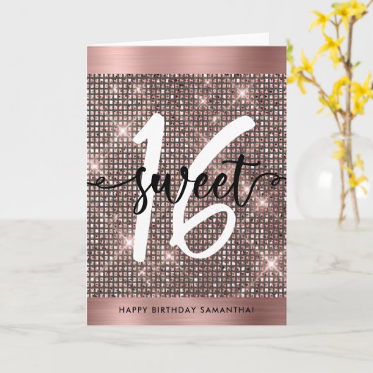 Sweet sixteenハッピーバースデートレンディーシックカード カード (黄色い花)