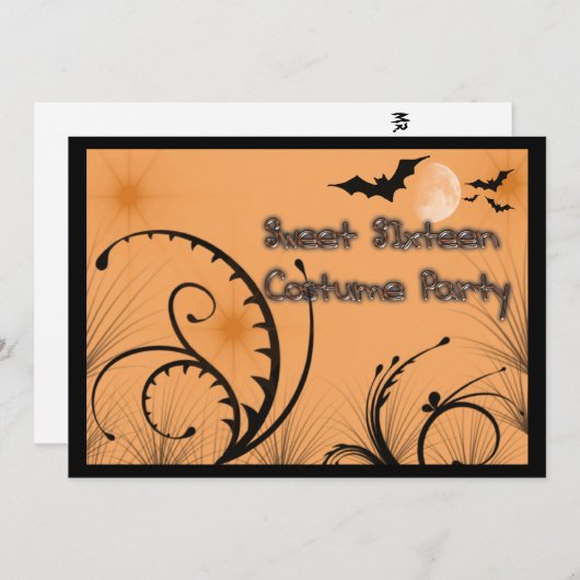 Sweet sixteenハロウィーンの衣装パーティの招待状 招待状 (正面/裏面)