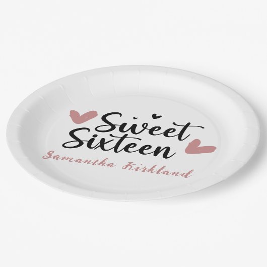 Sweet sixteenハート誕生日 ペーパープレート (アングル)