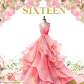 sweet sixteenバックスタイリッシュ赤面ドレスグロー タペストリー