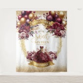 Sweet sixteenバナーブルゴーニュ風船の水色 タペストリー (正面)