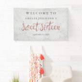 Sweet sixteenバナーマーブルバラ金ゴールド 横断幕 (インサイチュ)