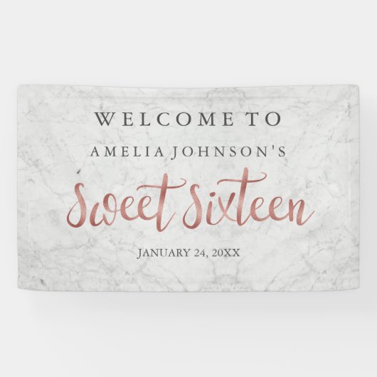 Sweet sixteenバナーマーブルバラ金ゴールド 横断幕 (横)