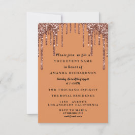 Sweet sixteenバラドレスグリッタードリップブラックオレンジ 招待状