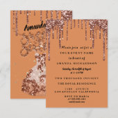 Sweet sixteenバラドレスグリッタードリップブラックオレンジ 招待状 (正面/裏面)