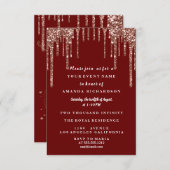 Sweet sixteenバラドレスグリッタードリップブルゴーニュ 招待状 (正面/裏面)