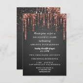 Sweet sixteenバラドレスフローラプリンセスドリップグレー 招待状 (正面/裏面)