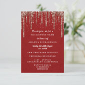 Sweet sixteenバラドレスフローラプリンセスドリップレッド 招待状 (スタンド正面)