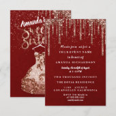 Sweet sixteenバラドレスフローラプリンセスブルゴーニュ 招待状 (正面/裏面)