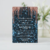 Sweet sixteenバラフローラドレスグリッタードリップスネイビー 招待状 (スタンド正面)