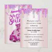 Sweet sixteenバラフローラドレ王室のスユニコーンドリップ 招待状 (正面/裏面)