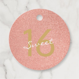 Sweet sixteenバラ金ゴールドゴールデンホワイト手書き フェイバータグ