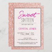 Sweet sixteenバラ金ゴールド光 招待状 (正面/裏面)