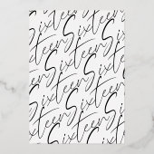 Sweet sixteenバラ金ゴールド&ホワイトグラム16誕生日 箔招待状 (裏面)