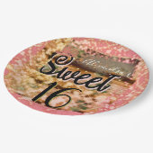 Sweet sixteenバラ金ゴールド 素朴 ペーパープレート (アングル)