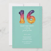 Sweet sixteenバルーンバースデーパーティーへの招待 招待状 (正面)