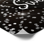 Sweet sixteenバースデーシルバーグリッターウェルカムサイン ポスター (角)