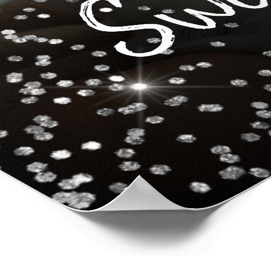 Sweet sixteenバースデーシルバーグリッターウェルカムサイン ポスター (角)