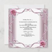 Sweet sixteenバースデーパーティースウィート16ピンクティアラ 招待状 (裏面)