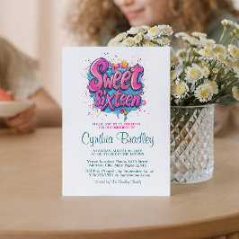 Sweet sixteenバースデーパーティーIグラフィティスタイル3 招待状