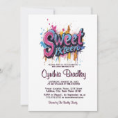 Sweet sixteenバースデーパーティーIグラフィティスタイル 招待状 (正面)