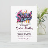 Sweet sixteenバースデーパーティーIグラフィティスタイル 招待状 (スタンド正面)