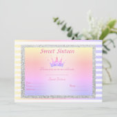 SWEET SIXTEENパステルストライプ誕生日招待状 招待状 (スタンド正面)