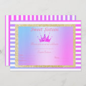 SWEET SIXTEENパステルストライプ誕生日金ゴールド 招待状 (正面/裏面)