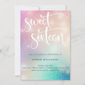 Sweet sixteenパステルライト誕生日 招待状 (正面)