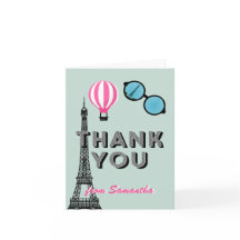 Sweet sixteenパリテーマ誕生日サンキューカード