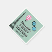 Sweet sixteenパリテーマ誕生日ペーパーナプキン スタンダードカクテルナプキン (角)