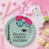 Sweet sixteenパリテーマ誕生日紙プレート ペーパープレート (パーティー)