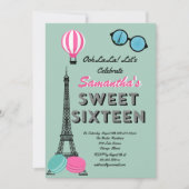 Sweet sixteenパリハッピーバースデー招待状カード 招待状 (正面)