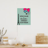Sweet sixteenパリ誕生日ウェルカムポスターサイン ポスター (キッチン)