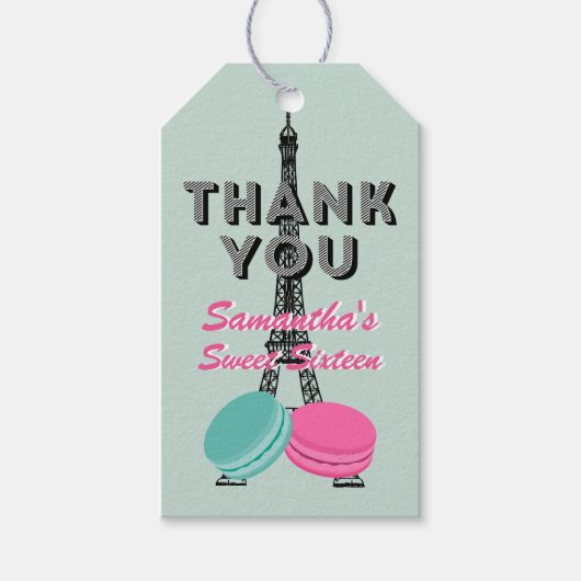 Sweet sixteenパリ誕生日サンキューギフトラベル ギフトタグ (正面)