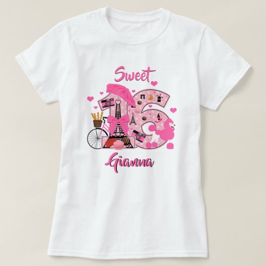 Sweet sixteenパリ誕生日シャツ tシャツ (デザイン正面)