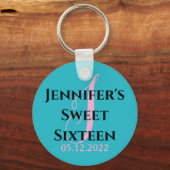 sweet sixteenパーソナライズされたパーティー16歳の誕生日を支持 キーホルダー (正面)