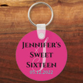 sweet sixteenパーソナライズされたパーティー16歳の誕生日を支持 キーホルダー (正面)