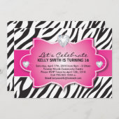 Sweet sixteenパーティの招待状 招待状 (正面/裏面)