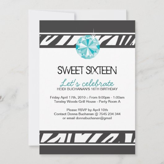 sweet sixteenパーティの招待状 招待状 (正面)