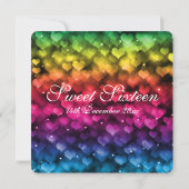 Sweet sixteenパーティーきらめくレインボーハート 招待状 (裏面)