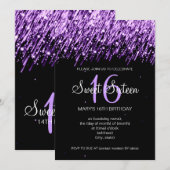 Sweet sixteenパーティーの流れ星紫 招待状 (正面/裏面)