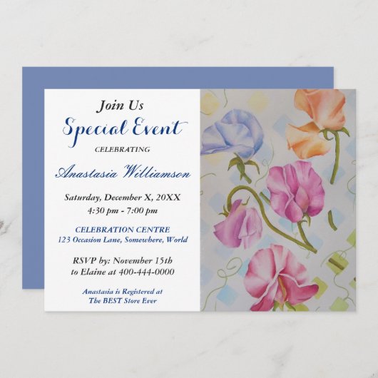 SWEET SIXTEENパーティーイベント招待状 招待状 (正面/裏面)